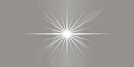 A simple white line drawing on a silver background of a star with sharp points. The minimalist design creates a striking and timeless symbol of hope.の素材