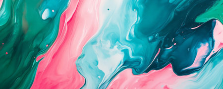 An energetic abstract background featuring bright, bold colors in green, blue, and pink. The design has a modern, high-contrast look with vivid color interactions.の素材