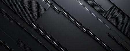Sophisticated web design backdrop with a dark, charcoal-gray background and thin, metallic silver lines forming an elegant geometric pattern. The design exudes luxury, making it perfect for high-end brands.の素材
