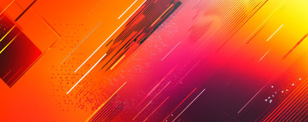 Modern web design backdrop with a vibrant, red-to-orange gradient and abstract, angular shapes in the background. The design is bold and energetic, ideal for creative agencies or startups.の素材