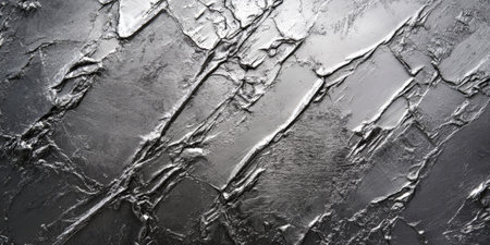 A silver textured surface with a rough, etched finish, featuring irregular, jagged lines that give the metal an industrial look.の素材