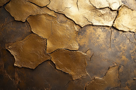 A gold textured surface with a rugged, cast-metal finish, showcasing rough, uneven areas that give the metal a raw, unrefined appearance.の素材