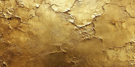 A gold textured surface with a pitted, uneven finish, giving the appearance of an ancient artifact with a rich, aged patina.の素材