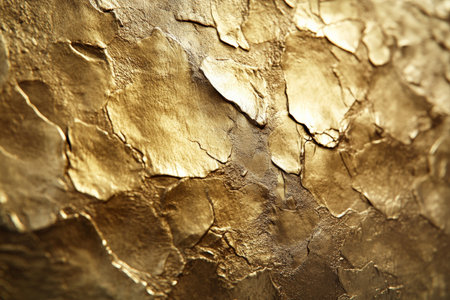 A gold textured surface with a rugged, cast-metal finish, showcasing rough, uneven areas that give the metal a raw, unrefined appearance.の素材