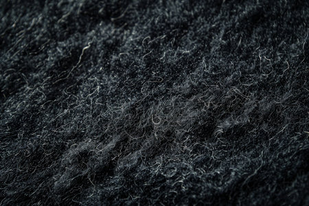 A dark black textured surface with a matte, felt-like finish. The texture feels soft and plush, adding a tactile element to the dark background.の素材