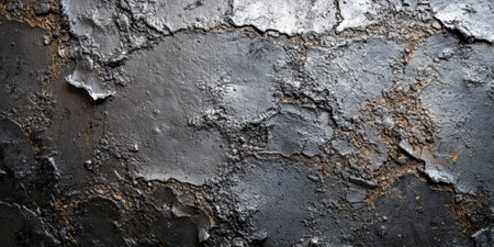 A silver textured surface with a heavily corroded finish, showing deep pits and variances in tone, reminiscent of ancient, buried metal.の素材