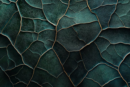 A dark green textured surface with intricate, vein-like patterns reminiscent of leaf structures, adding an organic touch.の素材