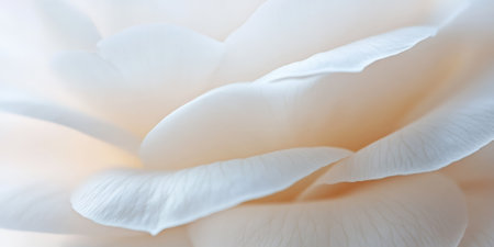 A delicate, macro view of pale white camellia petals, with soft, smooth textures and a clean, fresh feel, perfect for a minimalist background.の素材
