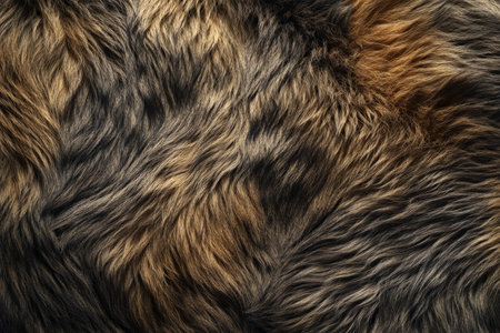 A fur textured surface with rough, rugged strands, creating a wild and natural look with deep shadows and highlights.の素材