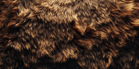A fur textured surface with thick, rugged strands, giving a wild, untamed look with deep, rich colors and textures.の素材