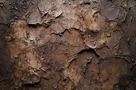 A brown textured surface with a rough, gritty texture, reminiscent of coarse sand, giving a tactile, earthy feel.の素材