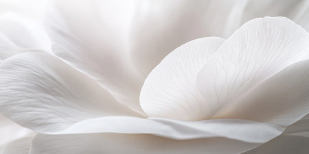 A delicate, macro view of pale white camellia petals, with soft, smooth textures and a clean, fresh feel, perfect for a minimalist background.の素材