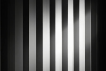 Bold vertical gradient stripes in black and white, creating a strong contrast with a matte finish and sharp, clean lines.の素材