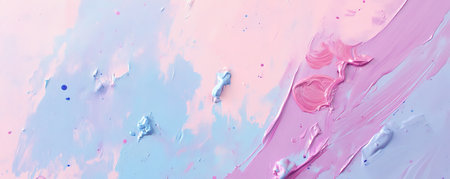 An explosion of pastel paints in gentle hues of lavender, blush pink, and pale blue, with a matte finish and soft splatters for a serene, artistic effect.の素材