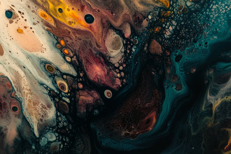 An explosion of deep, rich paints in colors like maroon, midnight blue, and dark green, with a smooth, glossy finish that enhances their depth and richness.の素材