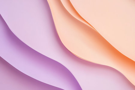 A soft, pastel background in peach and lavender, with curved shadows that add a delicate, romantic touch.の素材
