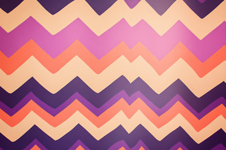 A playful background featuring zigzag stripes in bright, bold colors: pink, purple, and orange. The dynamic pattern and vibrant colors create a fun, energetic design, perfect for a modern, youthful aesthetic.の素材