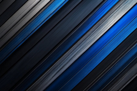 A rich, dramatic background with diagonal stripes in deep, dark shades of navy blue, black, and grey. The luxurious colors and strong lines create a sense of depth and intensity, perfect for a sophisticated design.の素材
