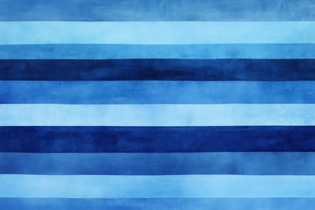 A monochromatic background featuring wide horizontal stripes in varying shades of blue, from light sky blue to deep navy. The gradient effect within the stripes adds a sense of depth and dimension to the design.の素材