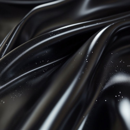 A sleek black sports fabric with a glossy finish, showing its stretchability and moisture-wicking capabilities for high-performance activewear.の素材