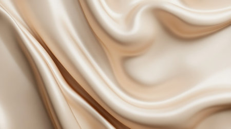 A pale beige plastic poster with soft, subtle creases and deep folds. The glossy surface reflects light gently, adding a minimalist, textured background.の素材