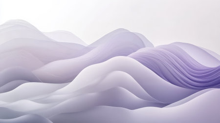 A calming background with fluid wavy shapes in a gradient from light gray to soft lavender, offering a serene and minimalist aesthetic.の素材