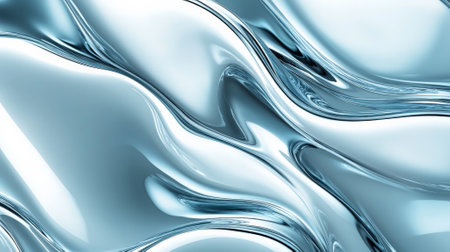 A cool gradient of icy blue and silver, with liquid waves smoothly flowing for a sleek, futuristic design.の素材