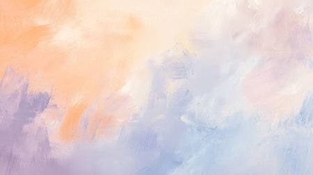 A pastel oil paint texture blending soft shades of peach, lavender, and pale blue, with smooth brushstrokes for a gentle, calming background.の素材