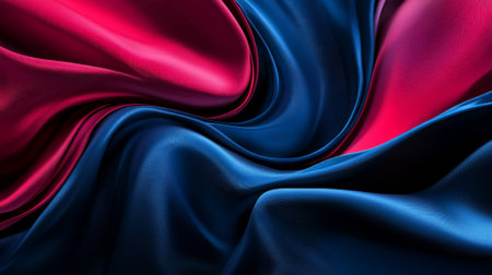A smooth wave composition in deep crimson, royal blue, and dark charcoal gray, creating dynamic, flowing shapes in a dramatic design.の素材
