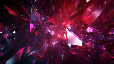 Abstract prisms reflect intense, vivid colors from red to violet, scattered across a dark, moody background with sharp, crisp light effects.の素材