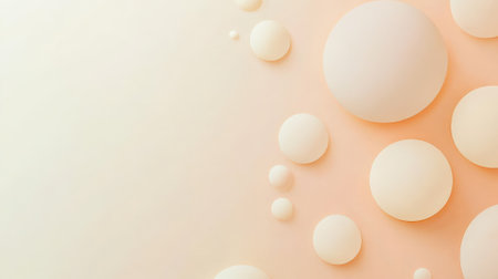 Gradient from soft peach to pale cream, with simple, floating circles in varying opacity gently scattered across the minimalist background.の素材