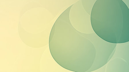 Minimalist gradient from light green to soft yellow with simple, transparent circles gently overlapping, creating an abstract, calming background.の素材