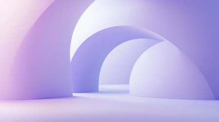 Minimalist abstract background in soft pastel lavender and pale blue, with smooth, rounded neumorphic shapes and soft shadows for a futuristic, clean aesthetic.の素材