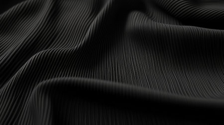 A stretchy, black sports fabric with a ribbed texture, designed for high-performance workouts. The material is slightly stretched with minimal folds, showing off its durability and elasticity.の素材