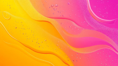 A vibrant gradient from bright pink to sunny yellow, with wavy liquid patterns flowing across for a playful, energetic background.の素材
