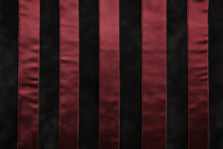 A black background with wide, dark burgundy stripes running horizontally. The rich burgundy adds a subtle hint of color to the otherwise monochromatic design, giving it a warm, luxurious feel without overwhelming the dark tones.の素材