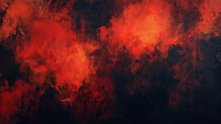 A dramatic oil paint texture in deep crimson, burnt orange, and black, with heavy, layered brushstrokes for a moody, intense effect.の素材