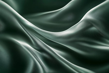 A luxury abstract background with delicate platinum lines softly curving across a deep green surface, giving a refined and timeless appeal.の素材