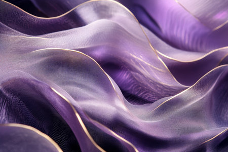 A luxury abstract background with delicate, silver lines cascading over a velvety, dark purple backdrop, creating a sense of timeless opulence.の素材