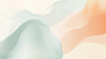 A subtle abstract background in muted pastel tones, with soft wavy lines and minimal geometric shapes, creating a fresh, modern feel for a presentation.の素材
