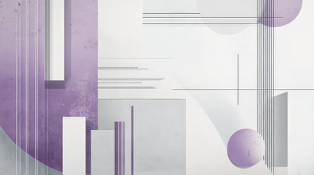 Muted shades of pastel lavender and light gray create a clean, abstract backdrop with minimal lines and geometric shapes, perfect for modern presentations.の素材