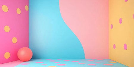 Simple polka dot background with playful colors, adding a fun and cheerful vibeの素材