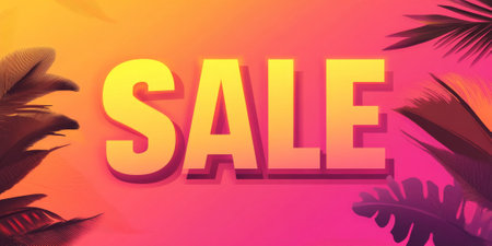 Sunset-inspired "SALE" banner with warm pink, orange, and yellow gradient tonesの素材