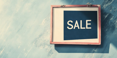 Polaroid-style "SALE" sign with vintage photo frame and retro colors, adding nostalgiaの素材