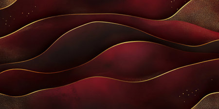 A rich abstract background with layers of dark burgundy and gold, creating a luxurious and opulent feelの素材