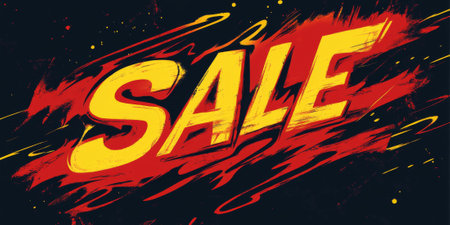 High-energy "SALE" design with flames and bold red and yellow colors, creating urgencyの素材