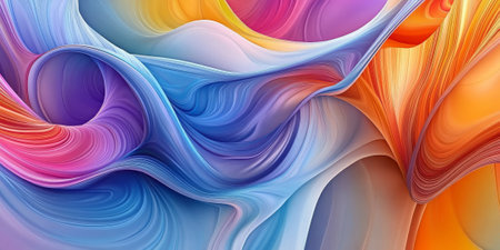 Abstract waves of color background with smooth transitions and flowing lines, creating a dynamic visual experienceの素材
