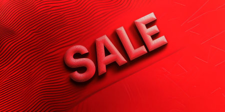 Bright red banner with bold "SALE" text and dynamic abstract lines, catching attention in an energetic designの素材