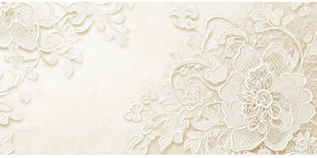 Elegant lace pattern background in soft ivory, perfect for wedding invitations and feminine designsの素材