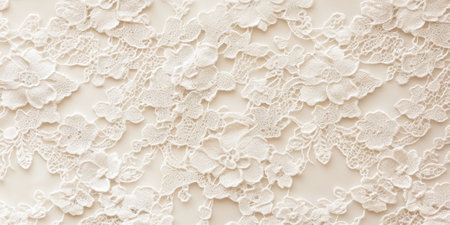 Elegant lace pattern background in soft ivory, perfect for wedding invitations and feminine designsの素材